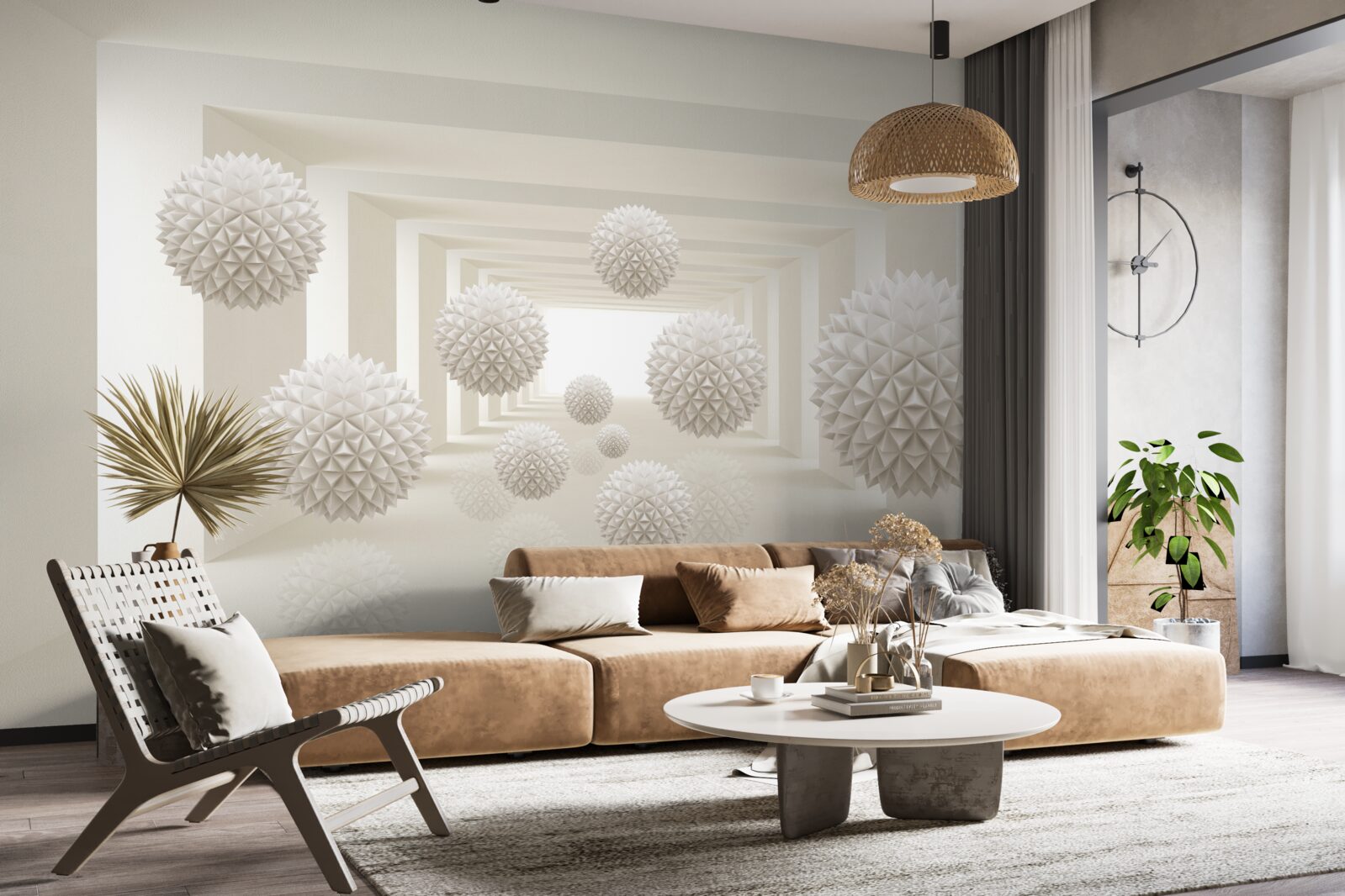 Fotobehang ondergrondse gang met spijkerballen