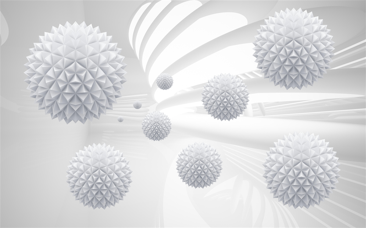 Fotobehang stekelige ballen zwevend in een staat van gewichtloosheid