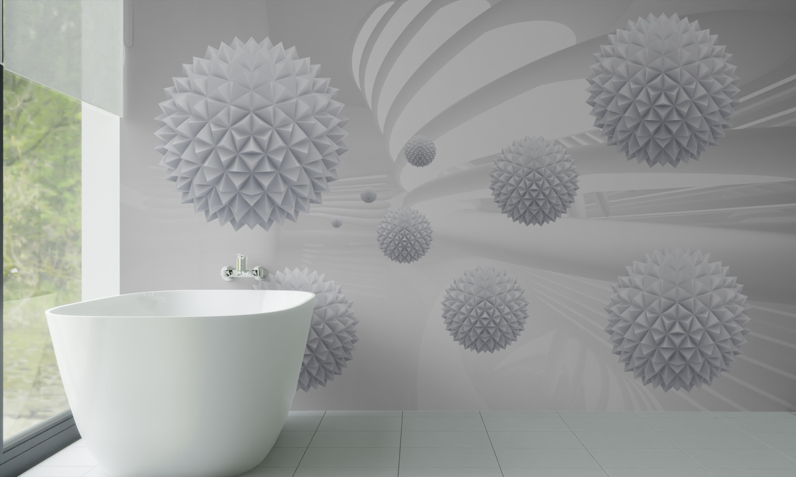 Fotobehang stekelige ballen zwevend in een staat van gewichtloosheid