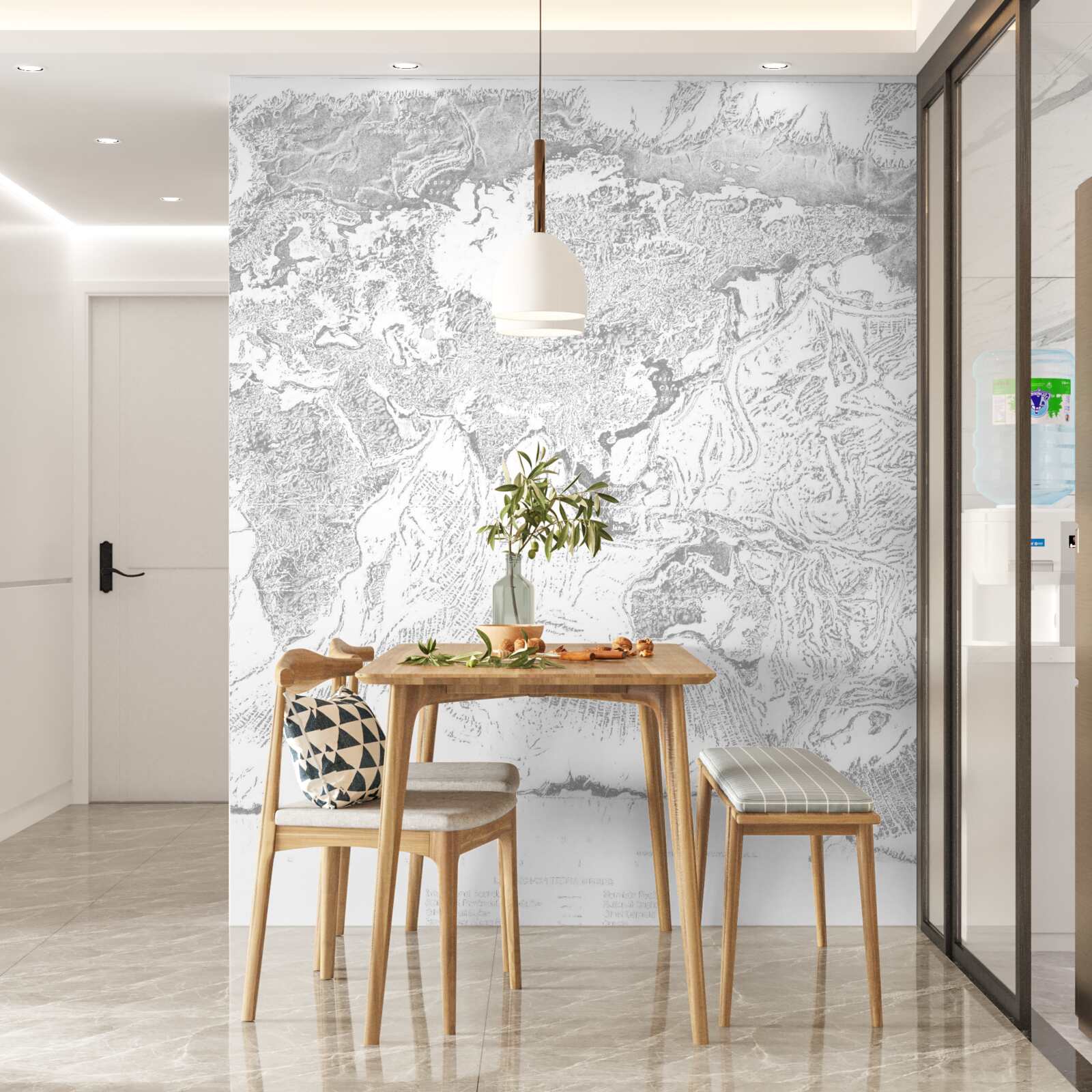 Fotobehang zonsondergang over berg abstractie en bos