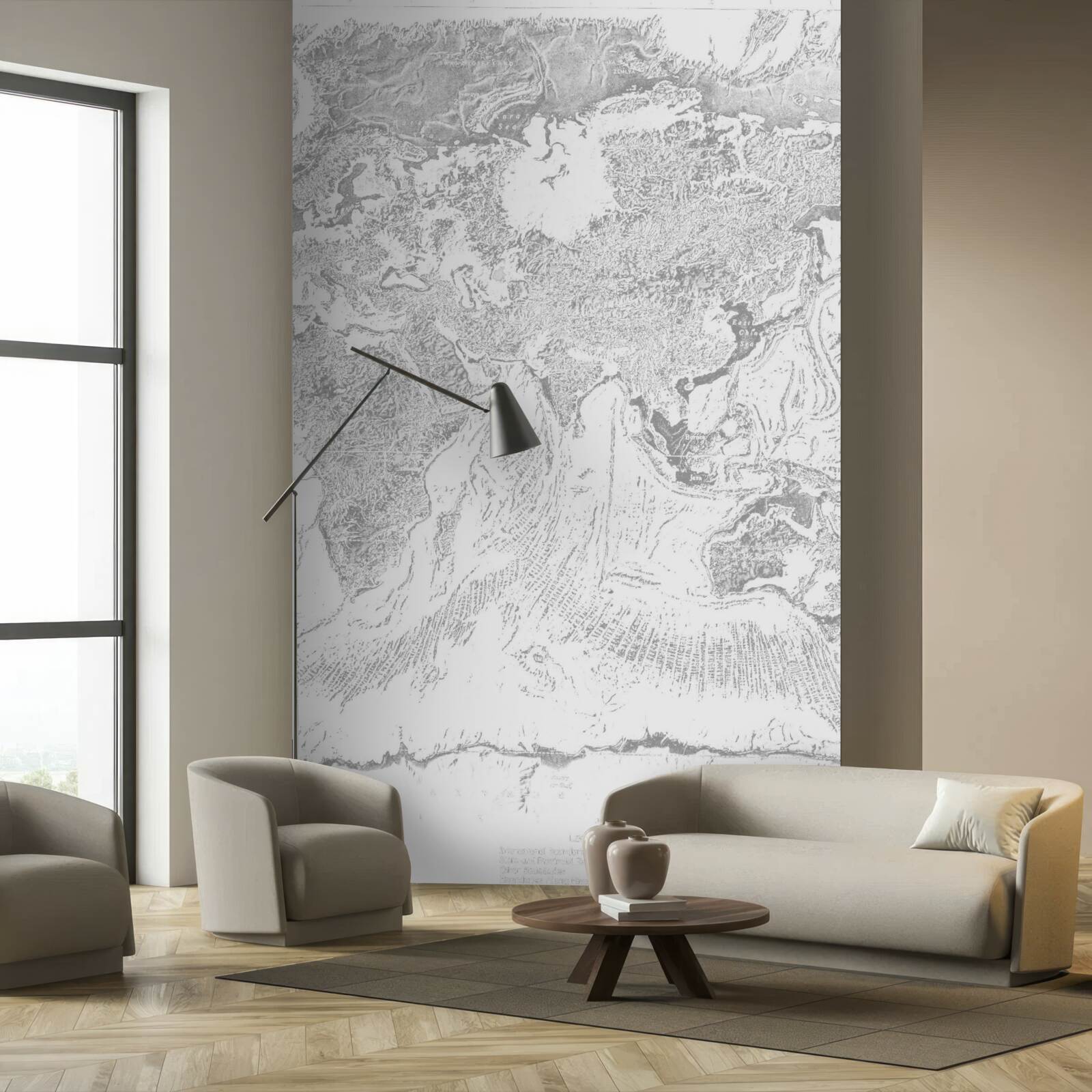 Fotobehang zonsondergang over berg abstractie en bos