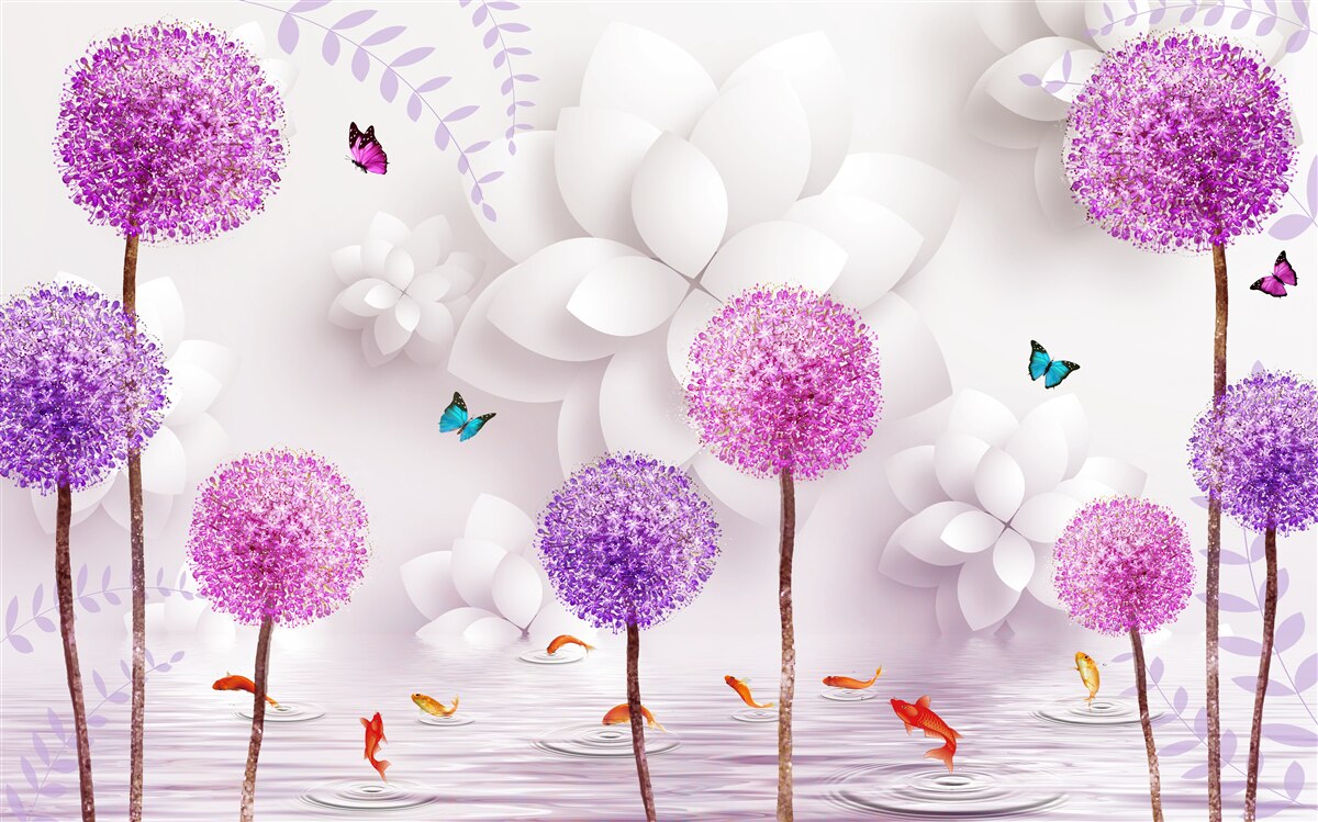 Fotobehang paarse kuit drijvend op het wateroppervlak