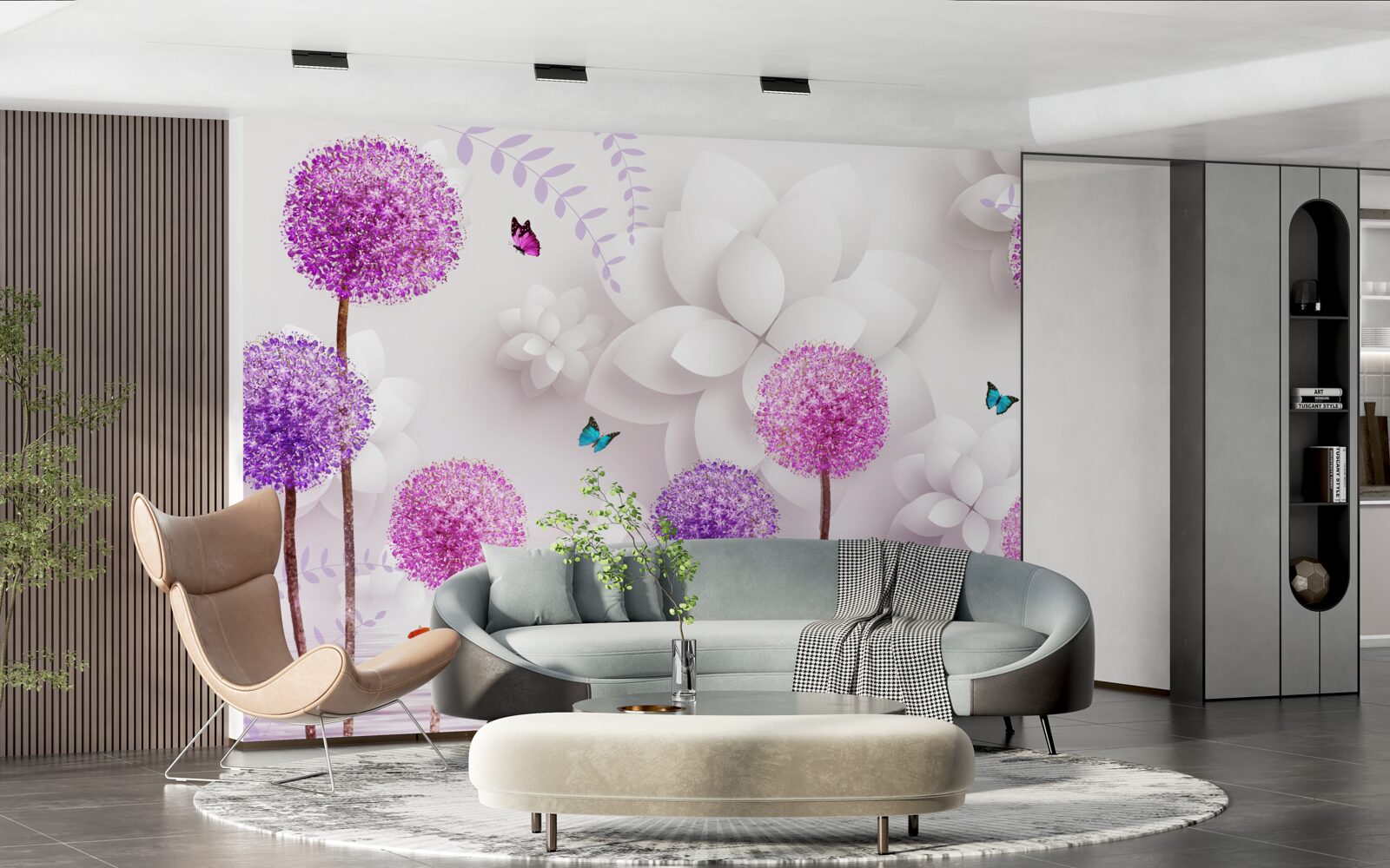 Fotobehang paarse kuit drijvend op het wateroppervlak