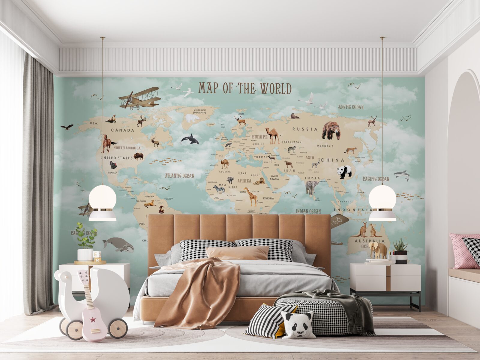 Fotobehang fauna in de geografische atlas