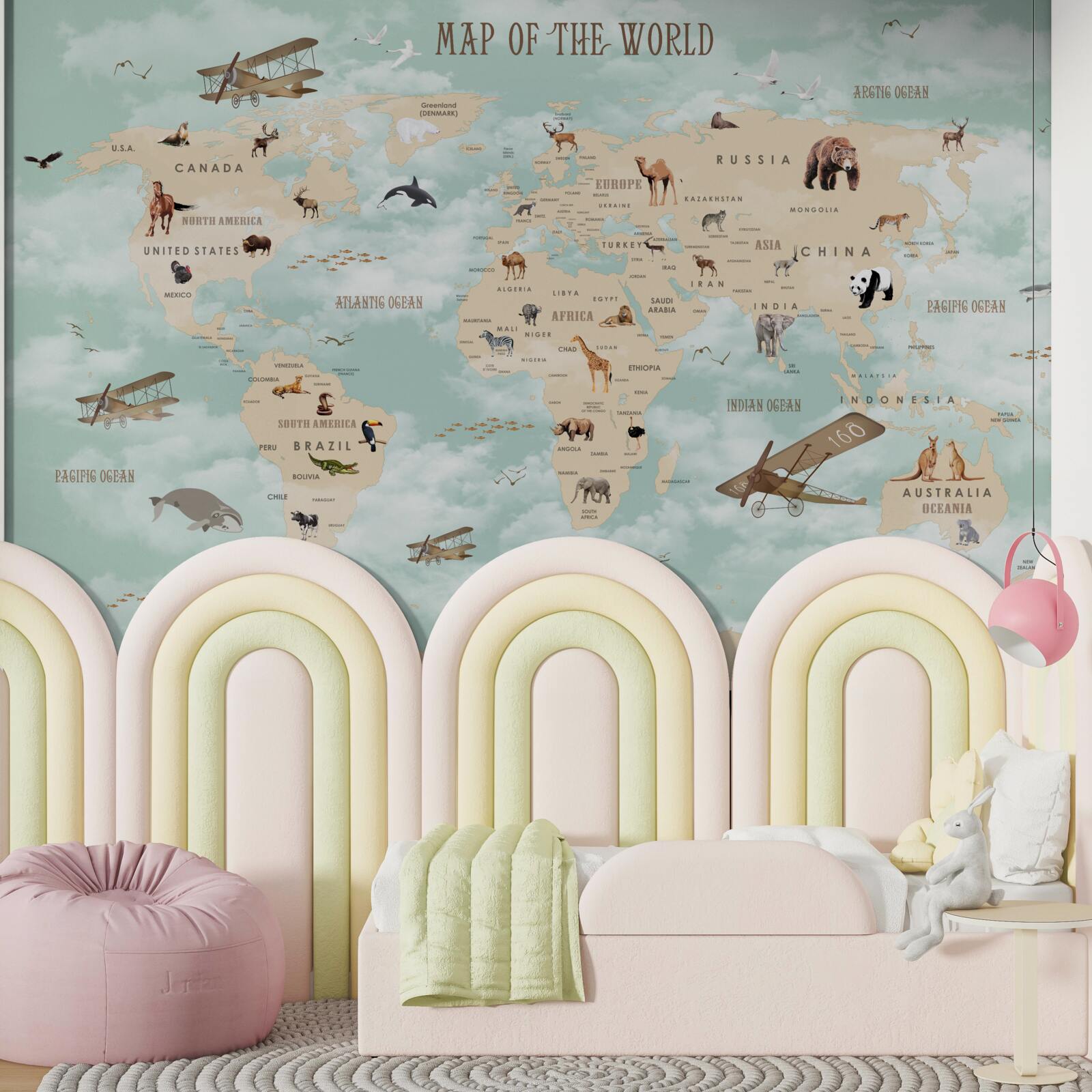 Fotobehang fauna in de geografische atlas