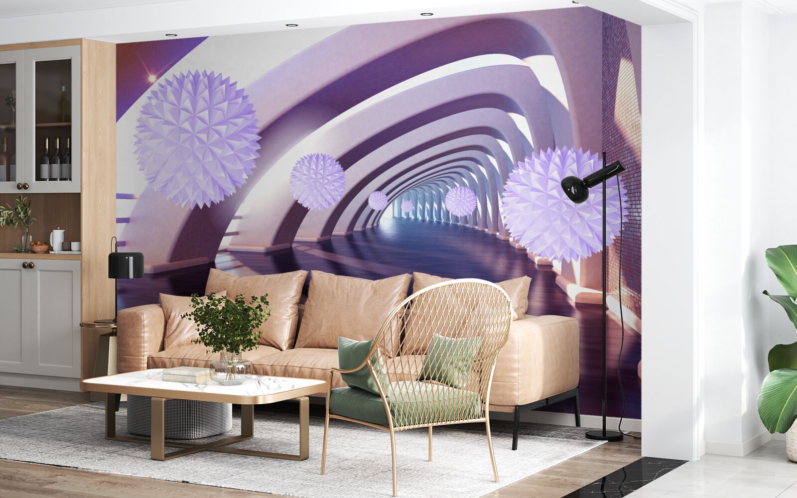 Fotobehang overgang gevormd door dubbelzinnige bollen