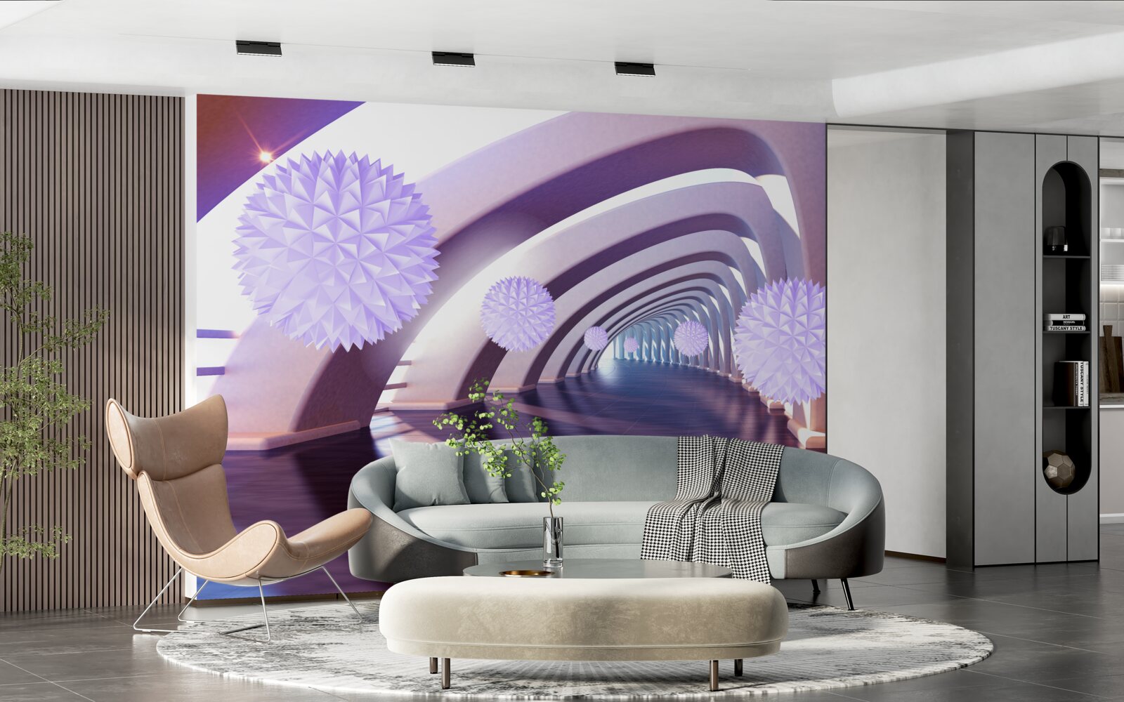 Fotobehang overgang gevormd door dubbelzinnige bollen