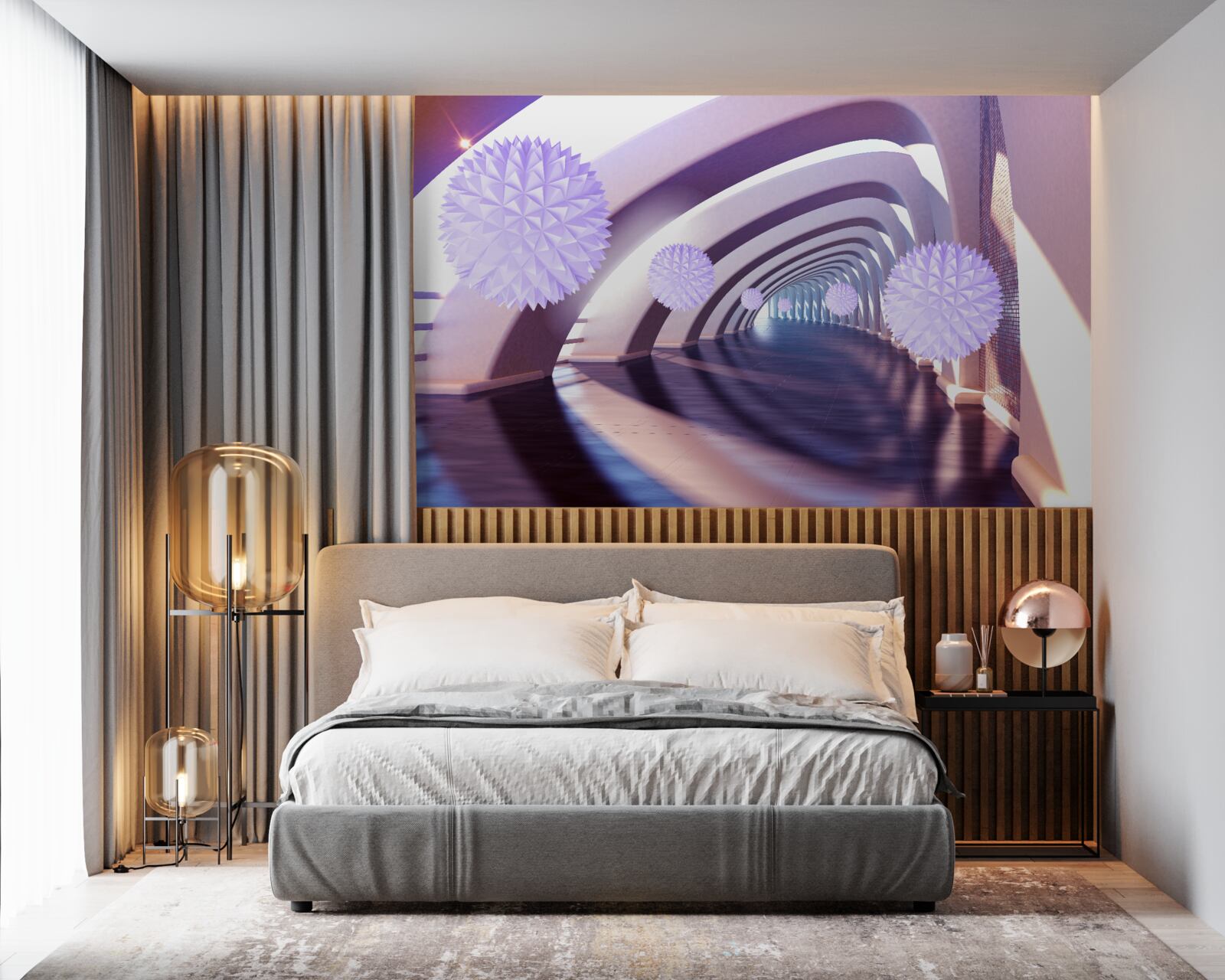 Fotobehang overgang gevormd door dubbelzinnige bollen