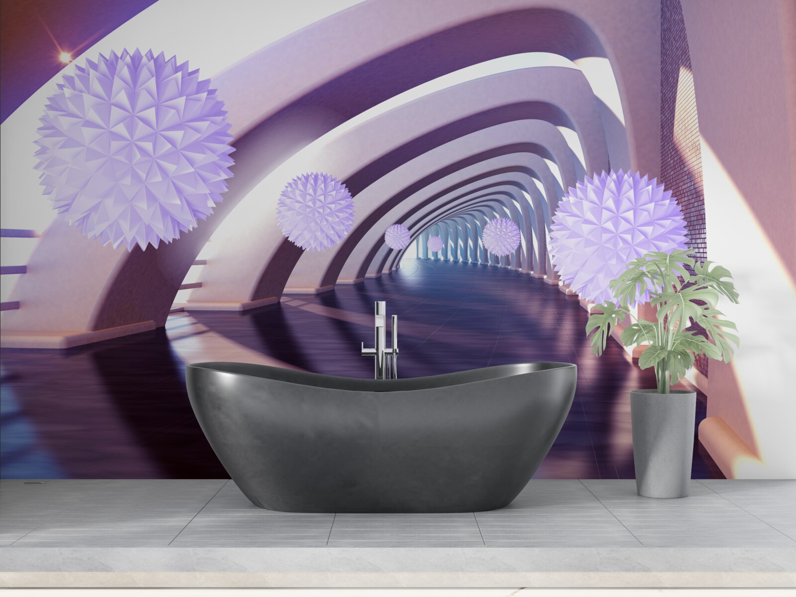 Fotobehang overgang gevormd door dubbelzinnige bollen