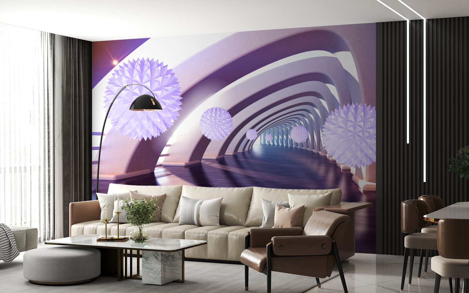 Fotobehang overgang gevormd door dubbelzinnige bollen