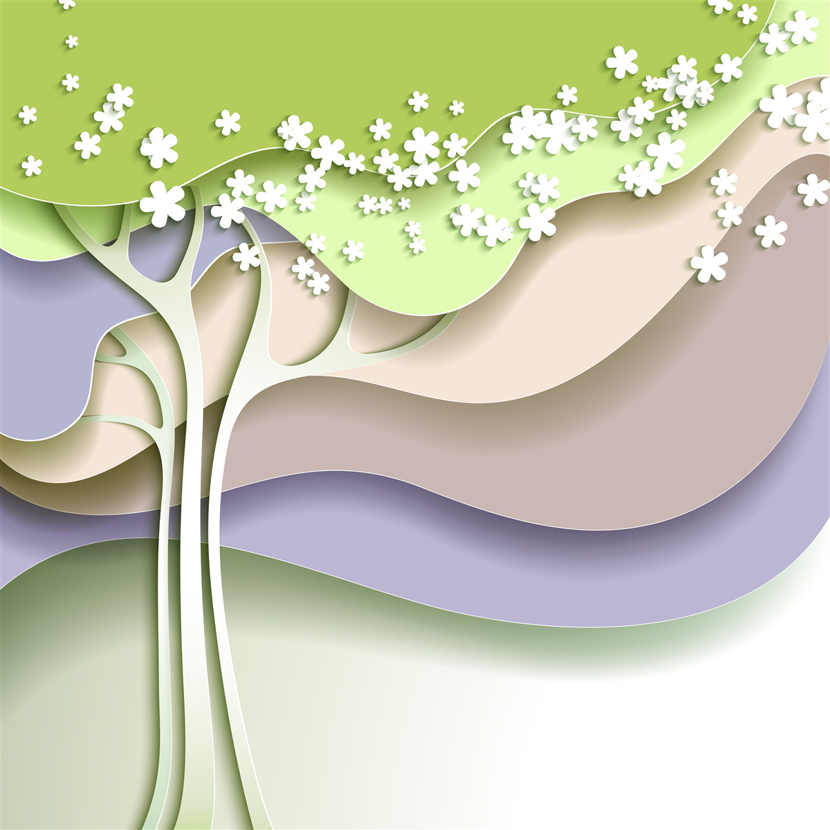 Fotobehang abstractie van een bloeiende boom met bladeren