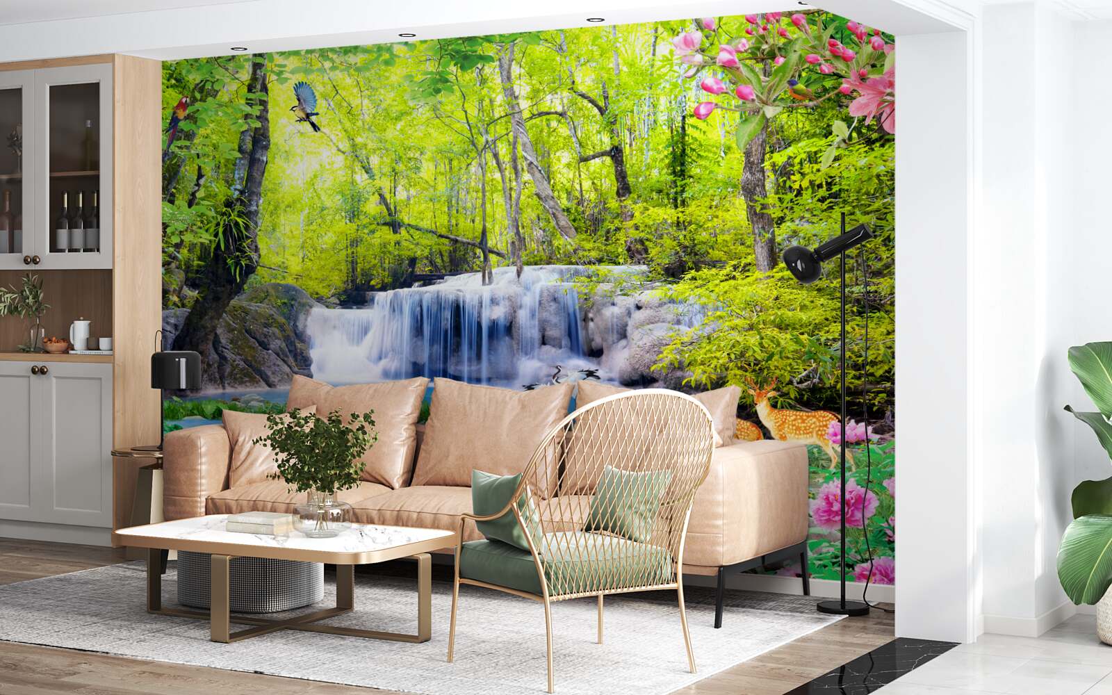 Fotobehang zomerwaterval heeft de magie van de natuur in zich