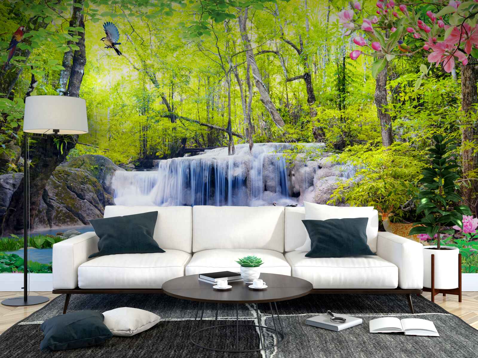 Fotobehang zomerwaterval heeft de magie van de natuur in zich