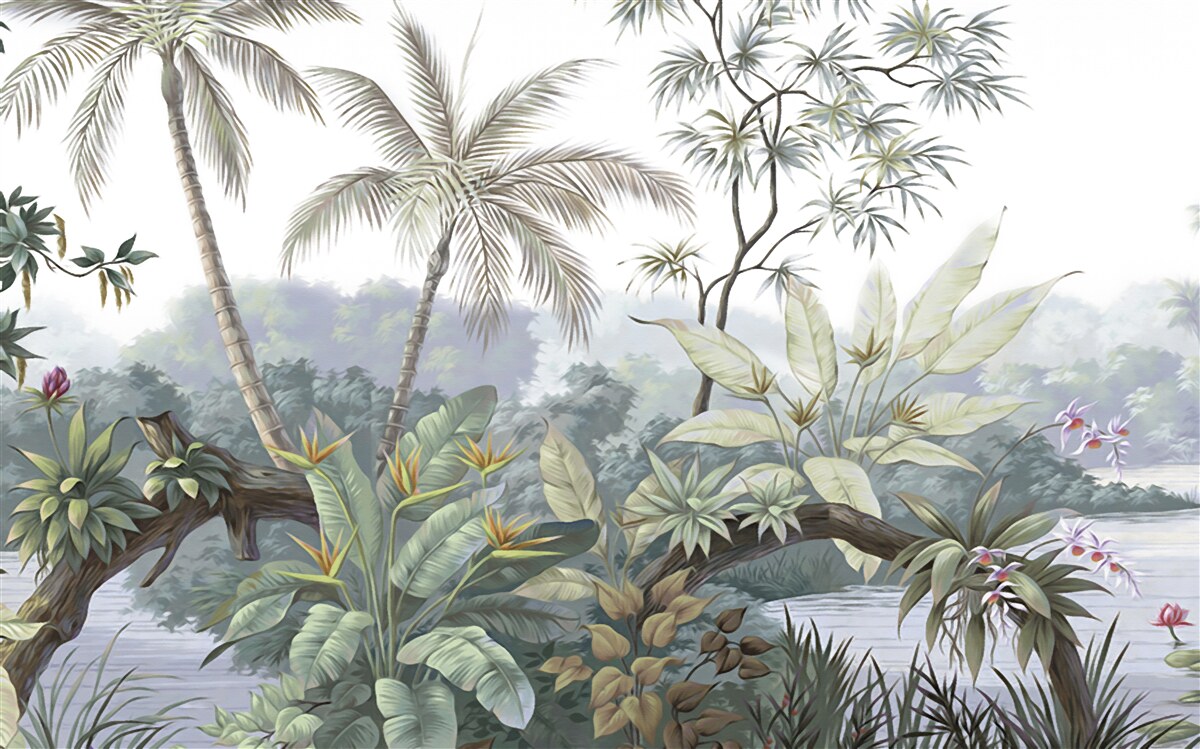 Fotobehang planten in de jungle na de regen