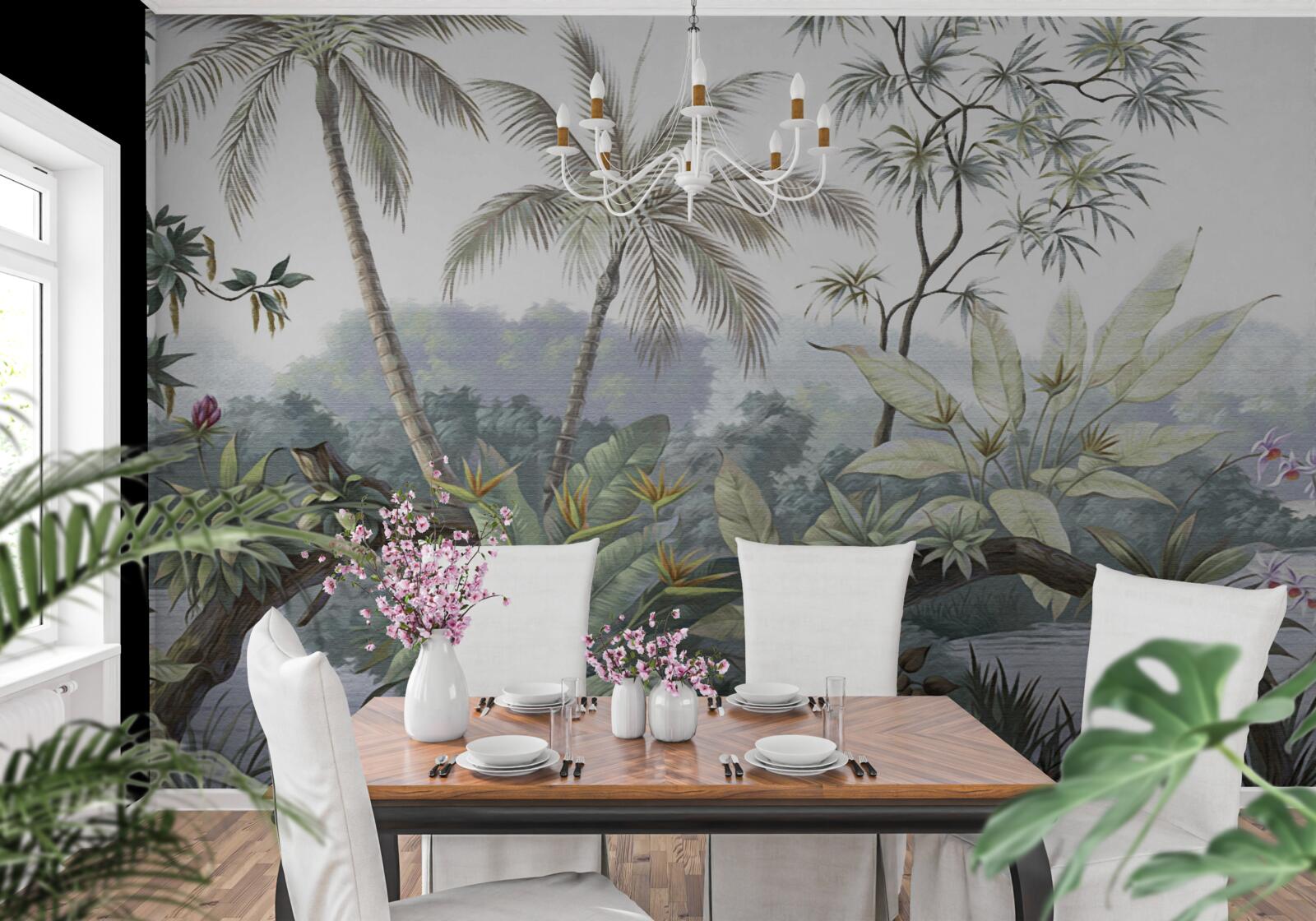 Fotobehang planten in de jungle na de regen