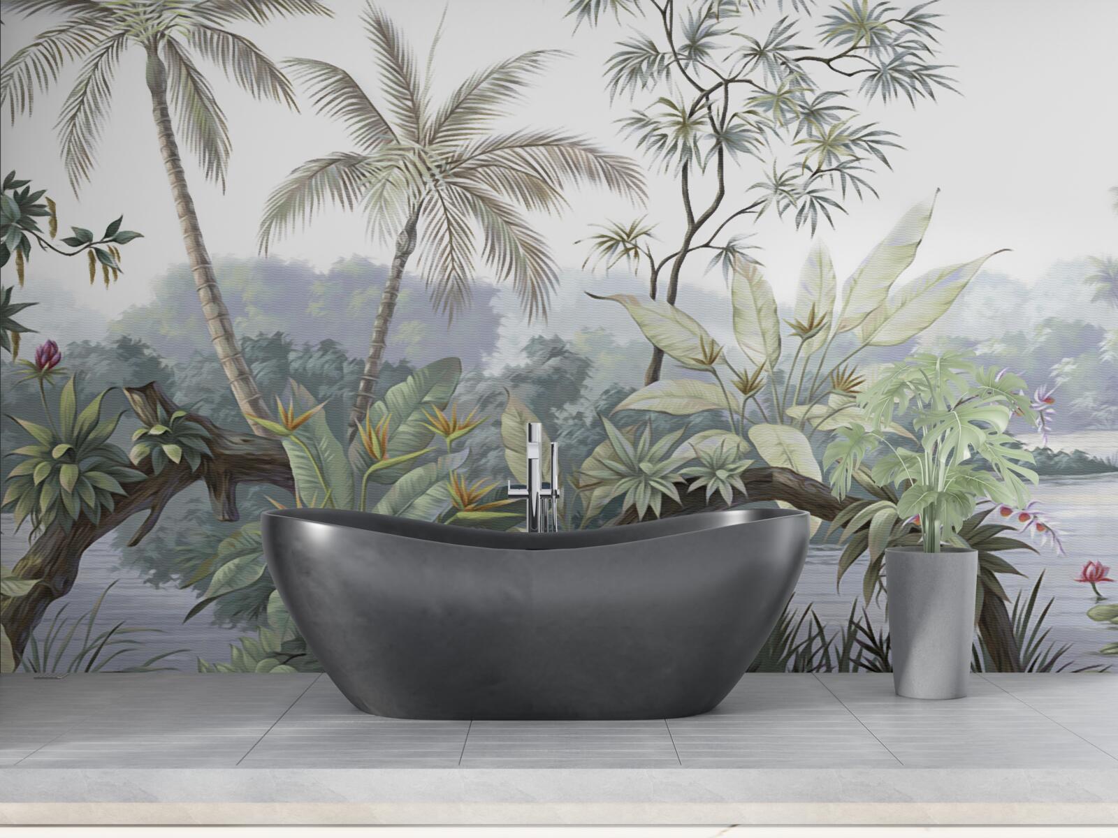 Fotobehang planten in de jungle na de regen