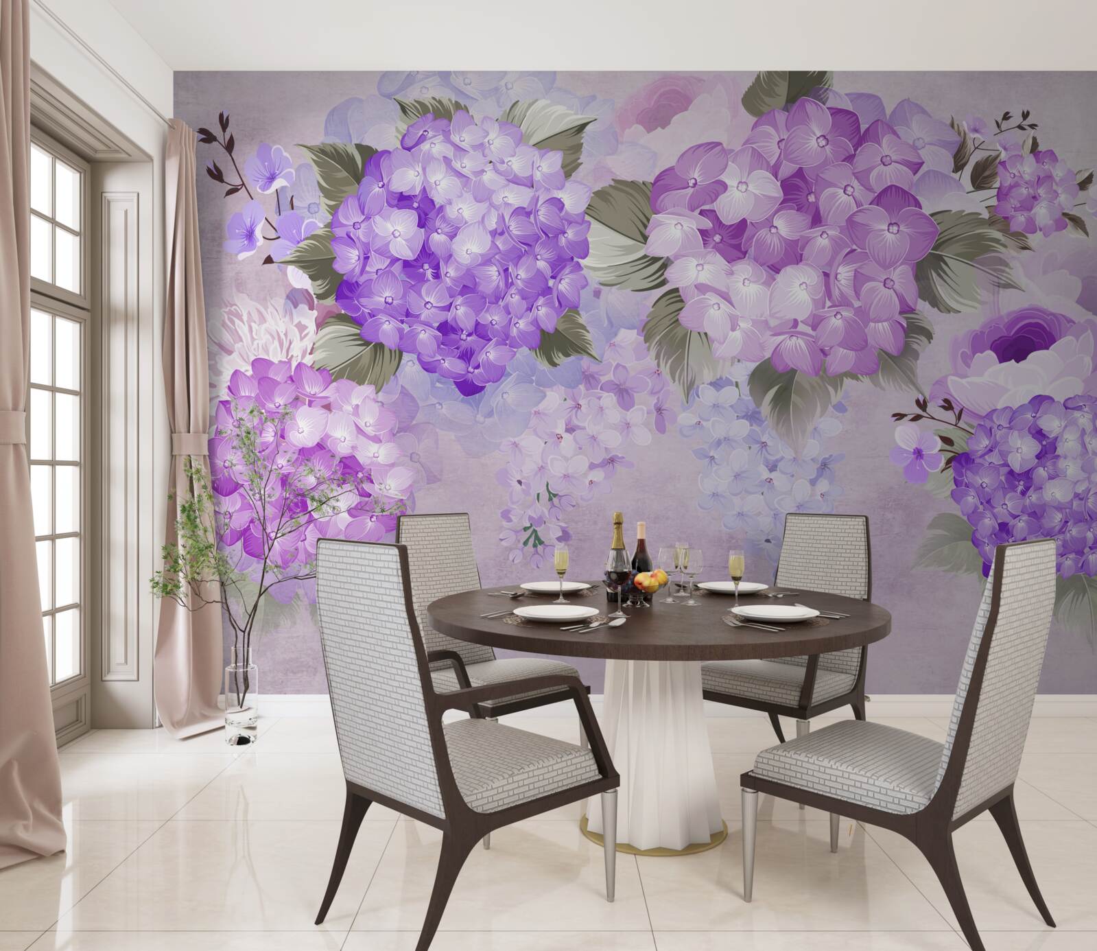 Fotobehang kleurencombinatie in paarse tinten