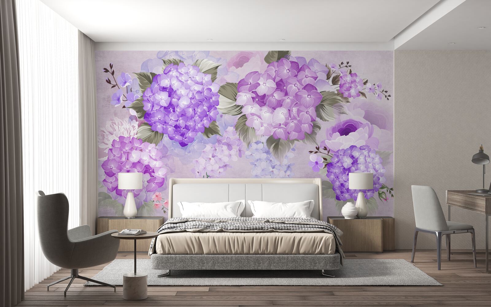 Fotobehang kleurencombinatie in paarse tinten