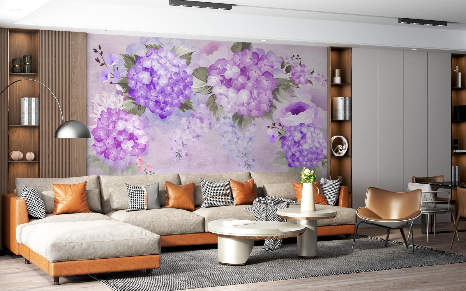 Fotobehang kleurencombinatie in paarse tinten