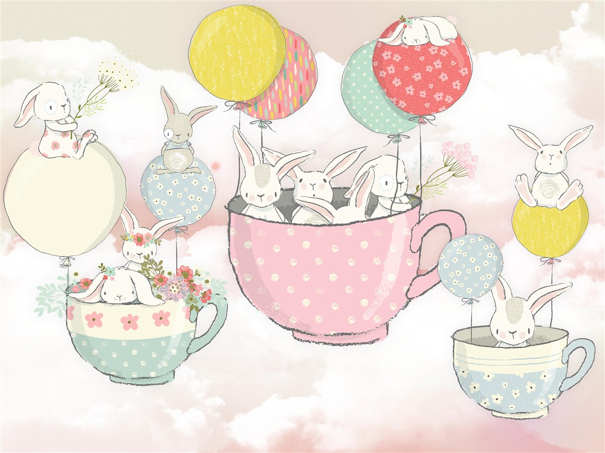 Fotobehang konijnen in cirkels