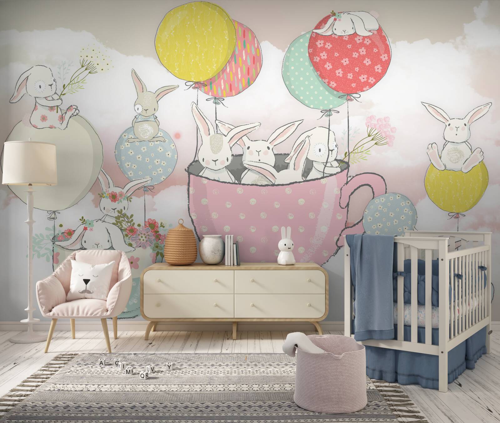 Fotobehang konijnen in cirkels