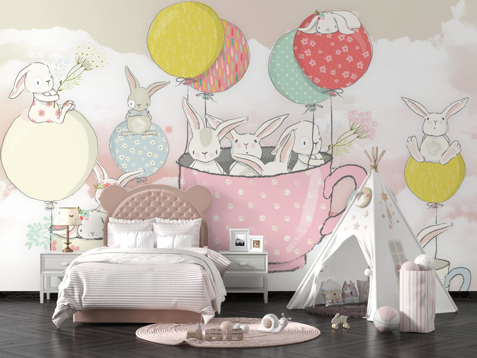 Fotobehang konijnen in cirkels