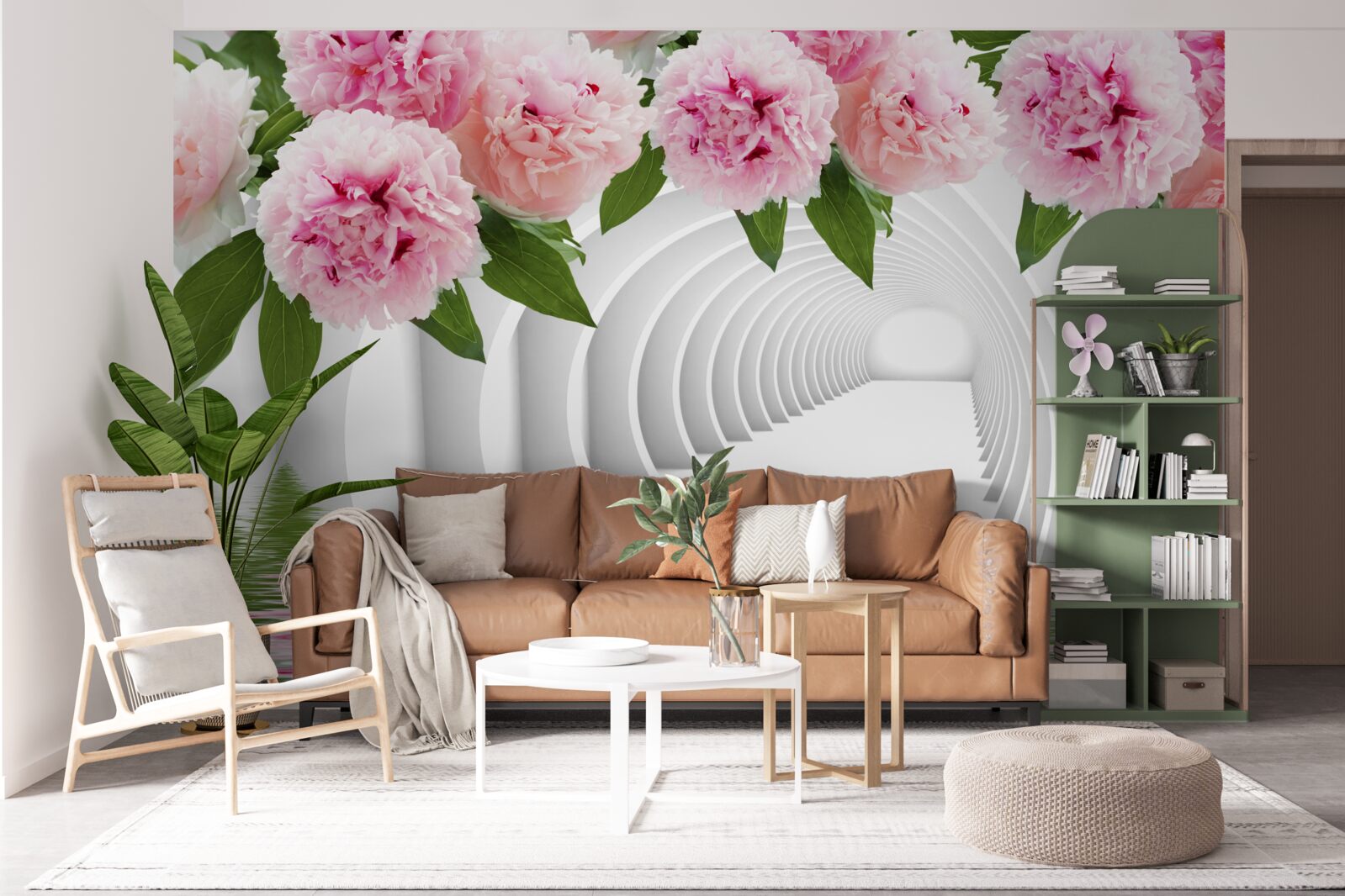 Fotobehang roze pioenrozen boven het wateroppervlak