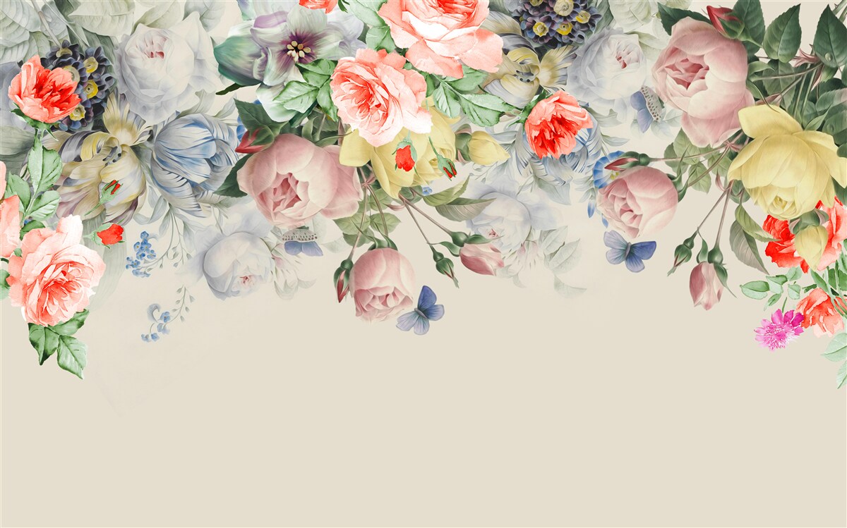 Fotobehang een duizelingwekkende verscheidenheid aan bloemenpapier