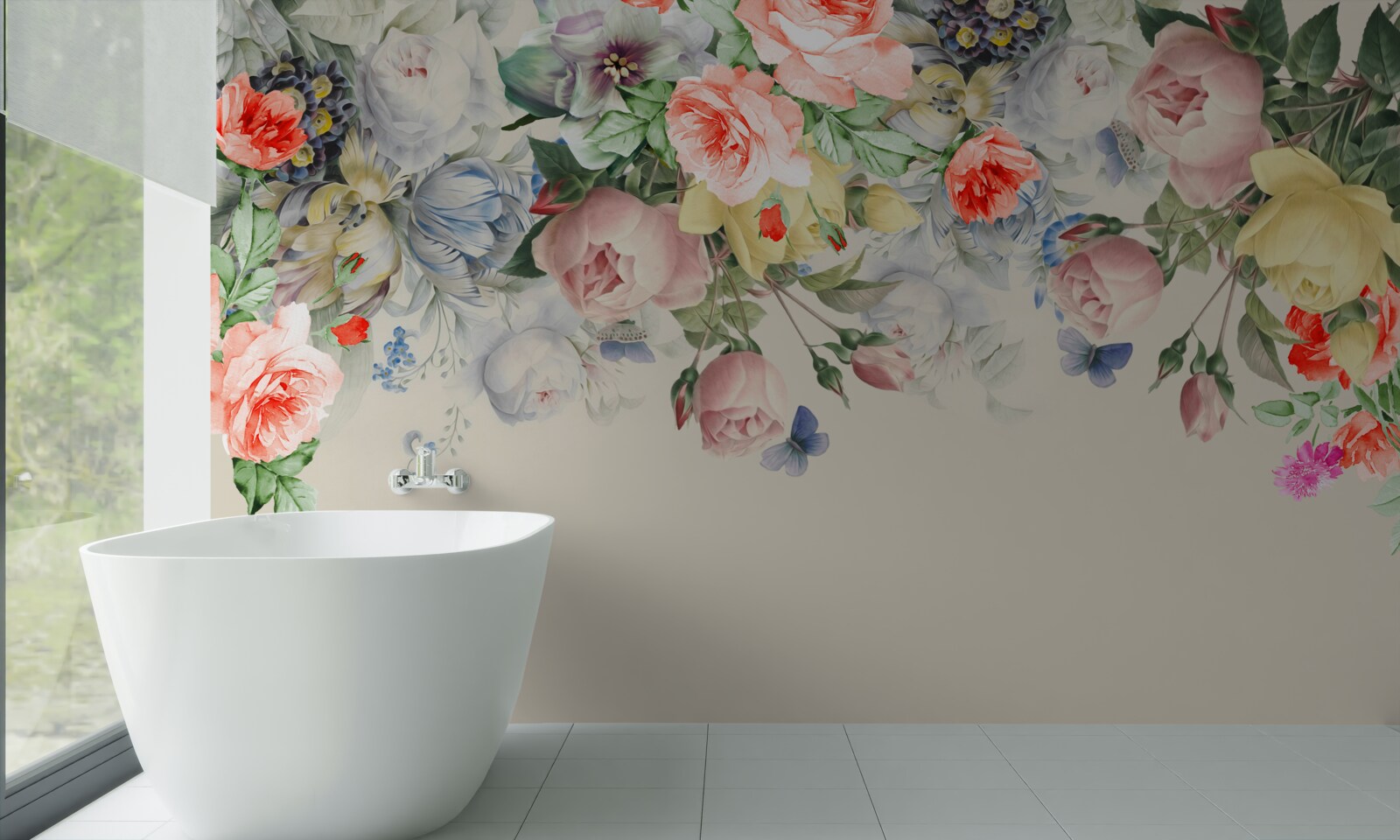 Fotobehang een duizelingwekkende verscheidenheid aan bloemenpapier