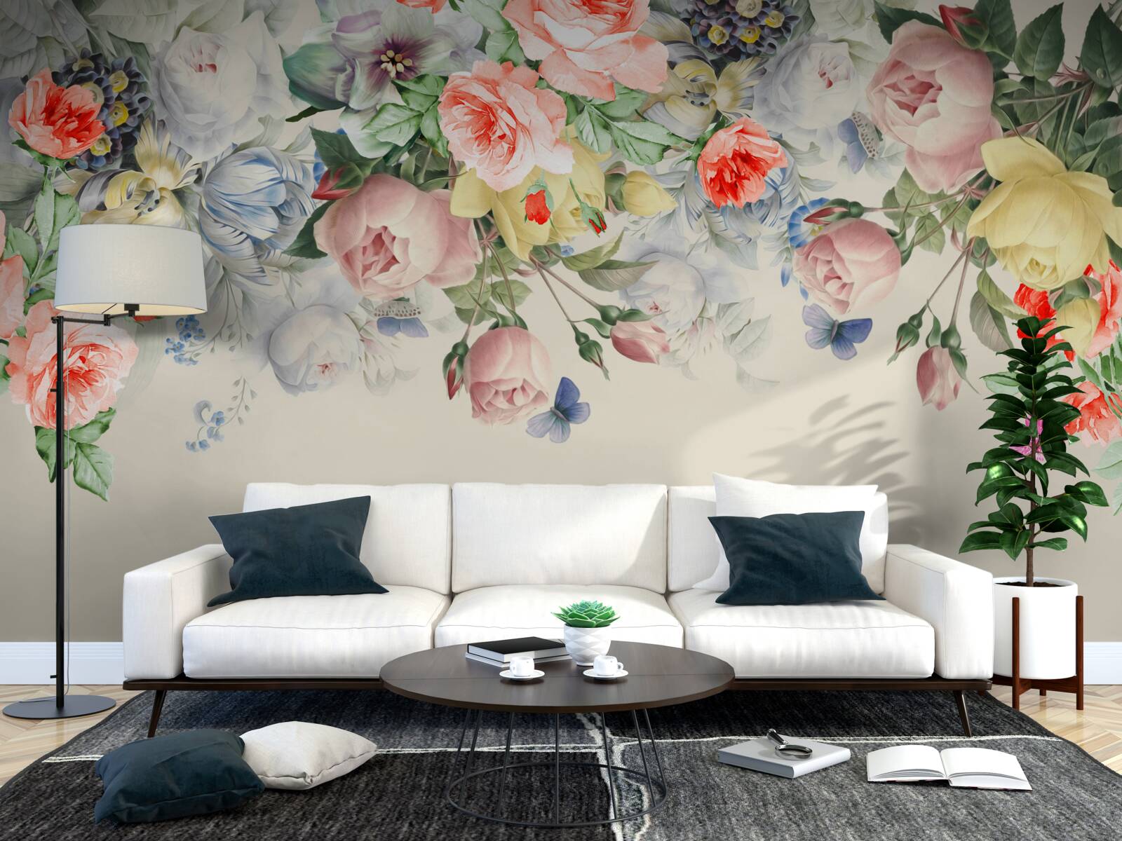 Fotobehang een duizelingwekkende verscheidenheid aan bloemenpapier