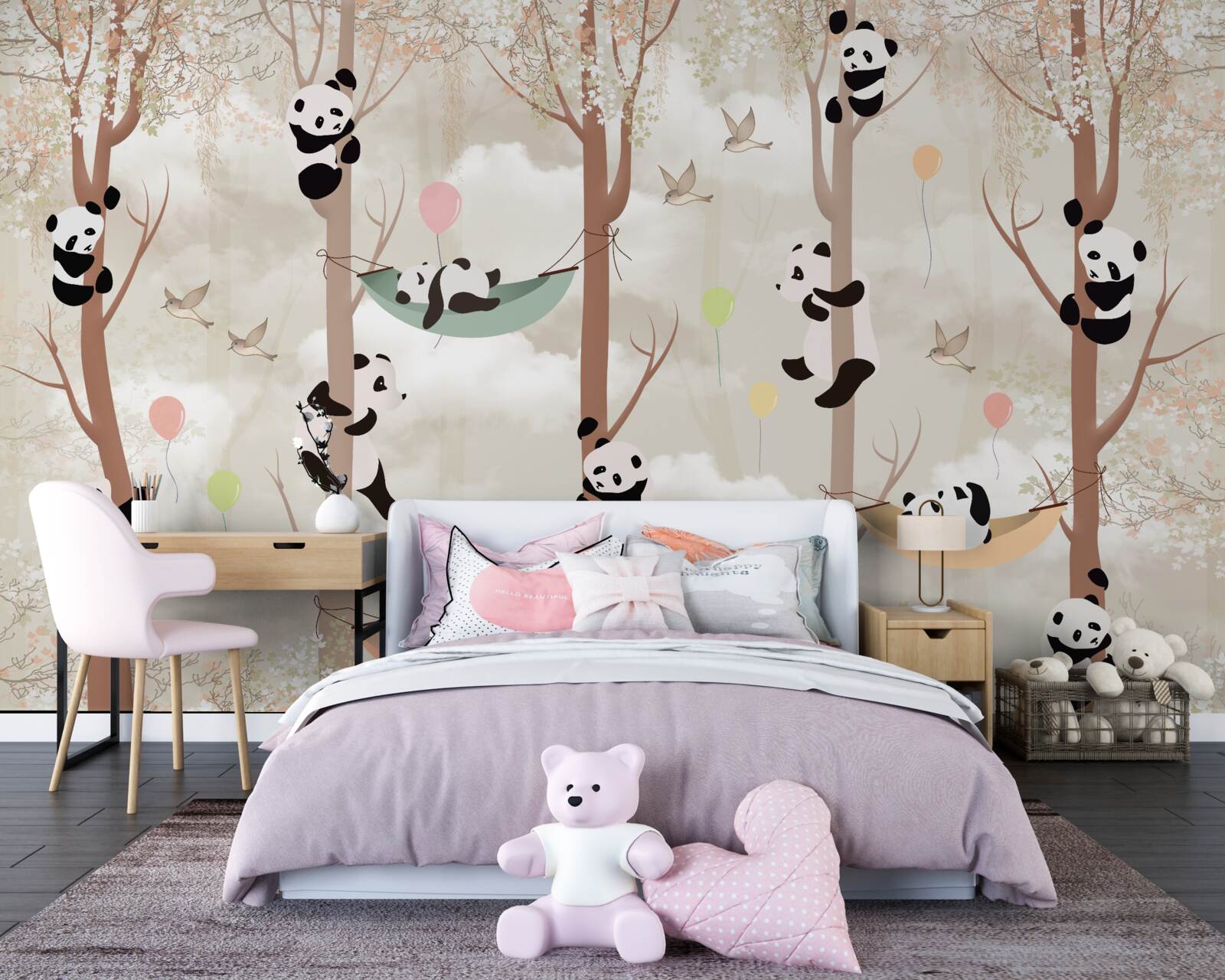 Fotobehang veel panda's leven in de bomen