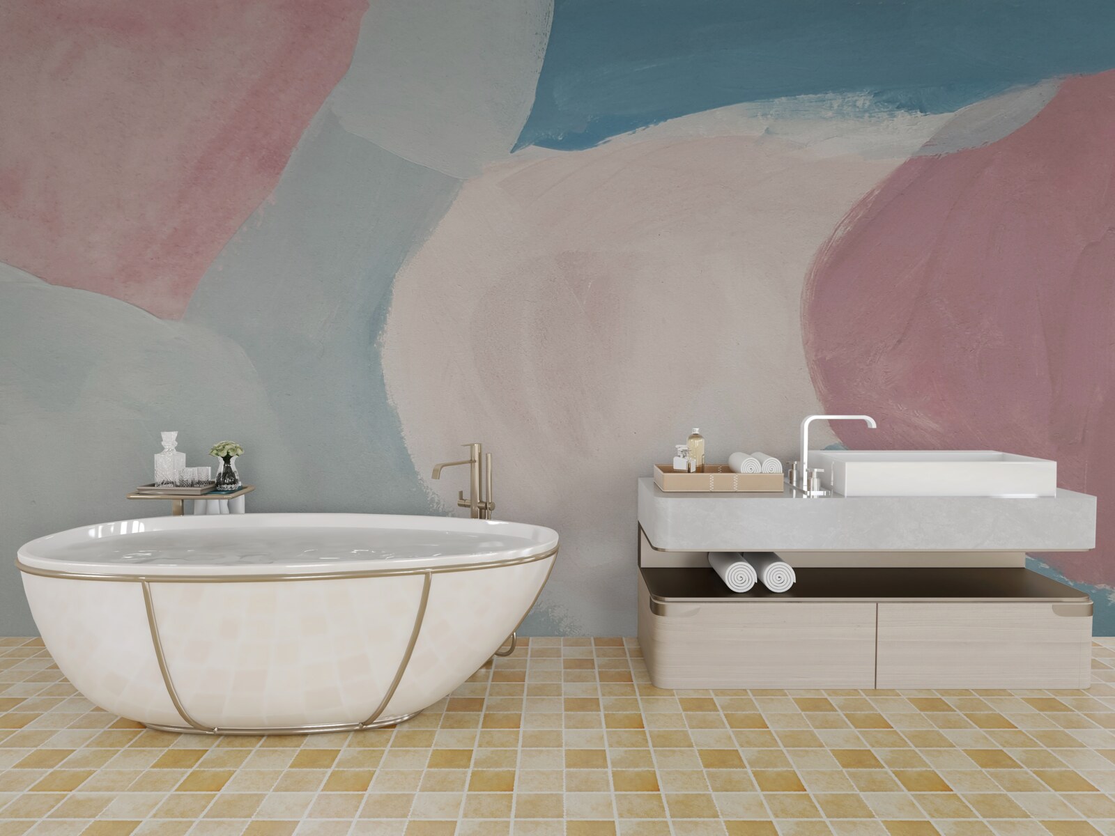 Fotobehang bleke kleurvlekken