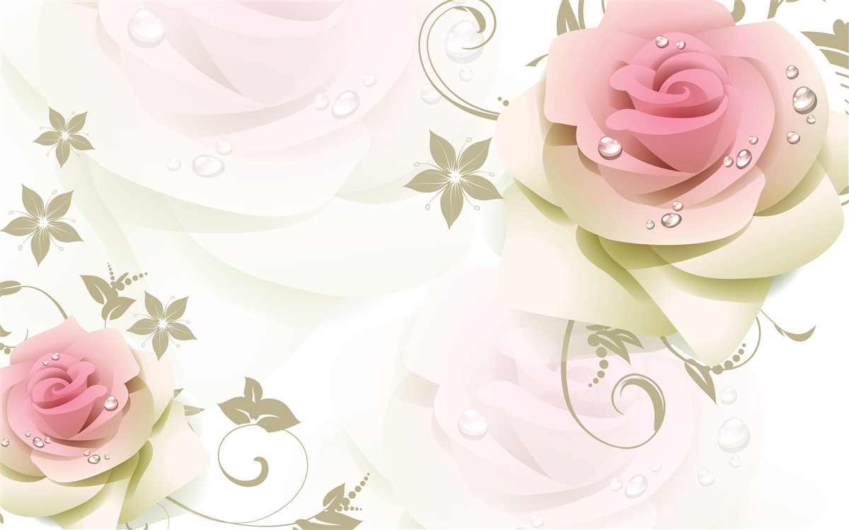 Fotobehang dunne roze knoppen met parelmoeren druppels