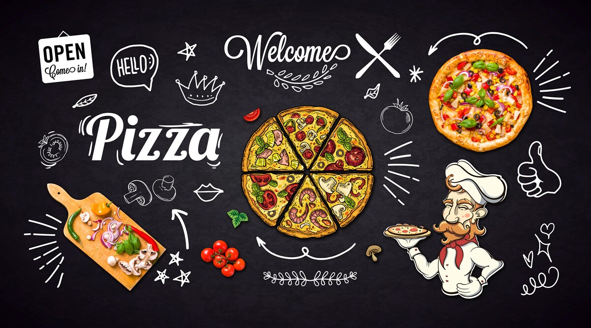 Fotobehang koken met pizza