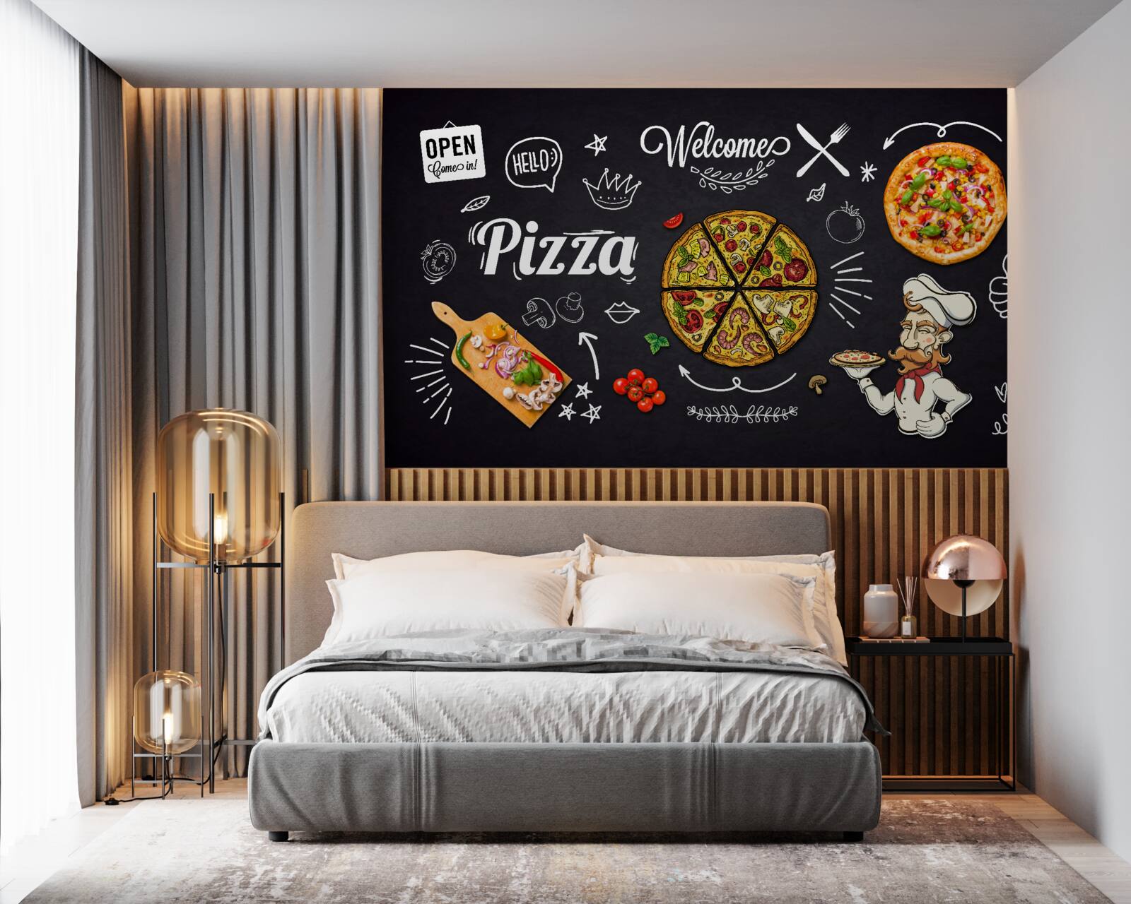 Fotobehang koken met pizza