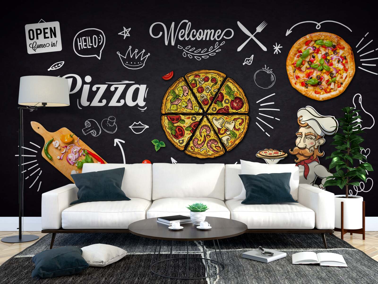 Fotobehang koken met pizza