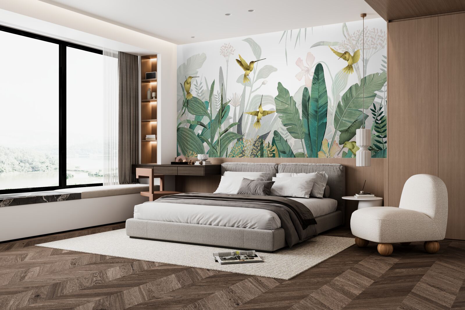 Fotobehang kolibriegroep in de tropen