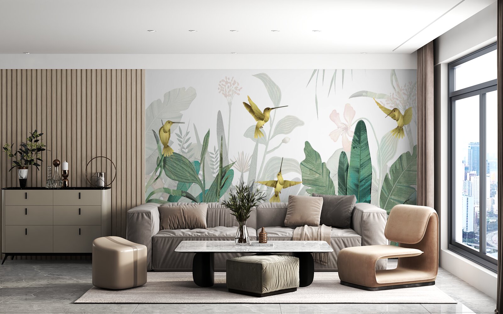 Fotobehang kolibriegroep in de tropen