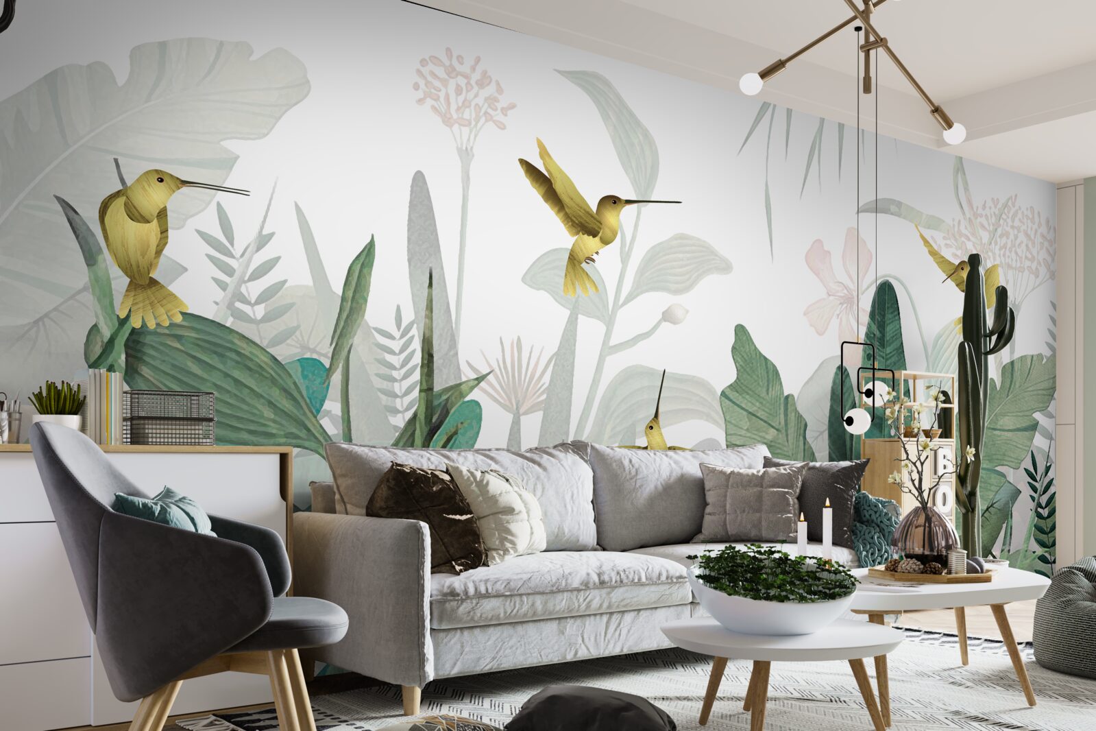 Fotobehang kolibriegroep in de tropen