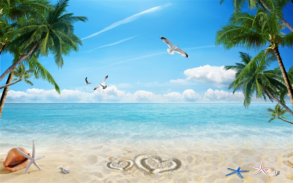 Fotobehang oceaan en zandstrand