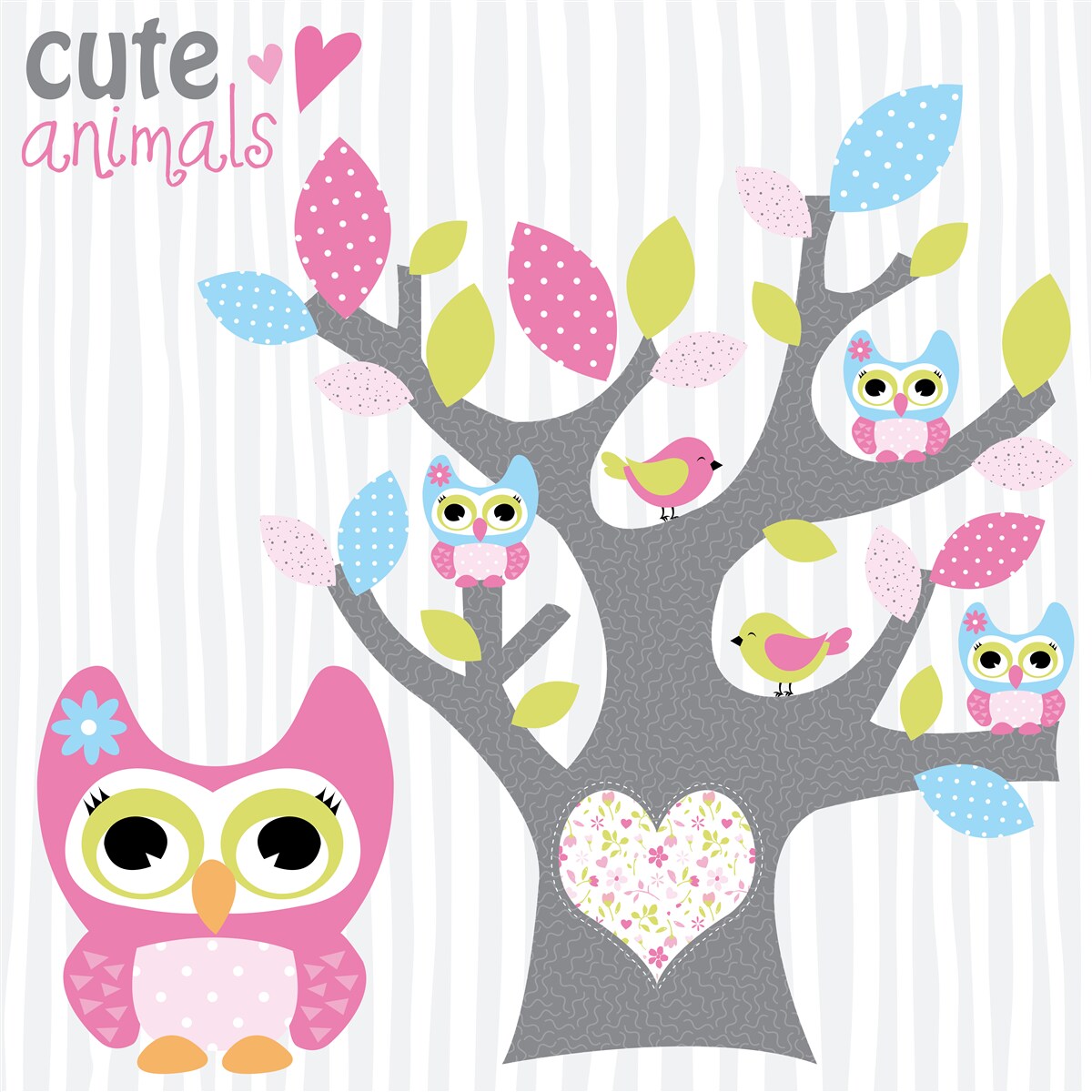 Fotobehang uilskuikens op takken