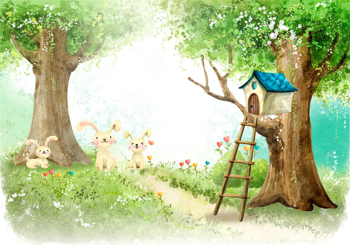 Fotobehang konijnen in hun bos