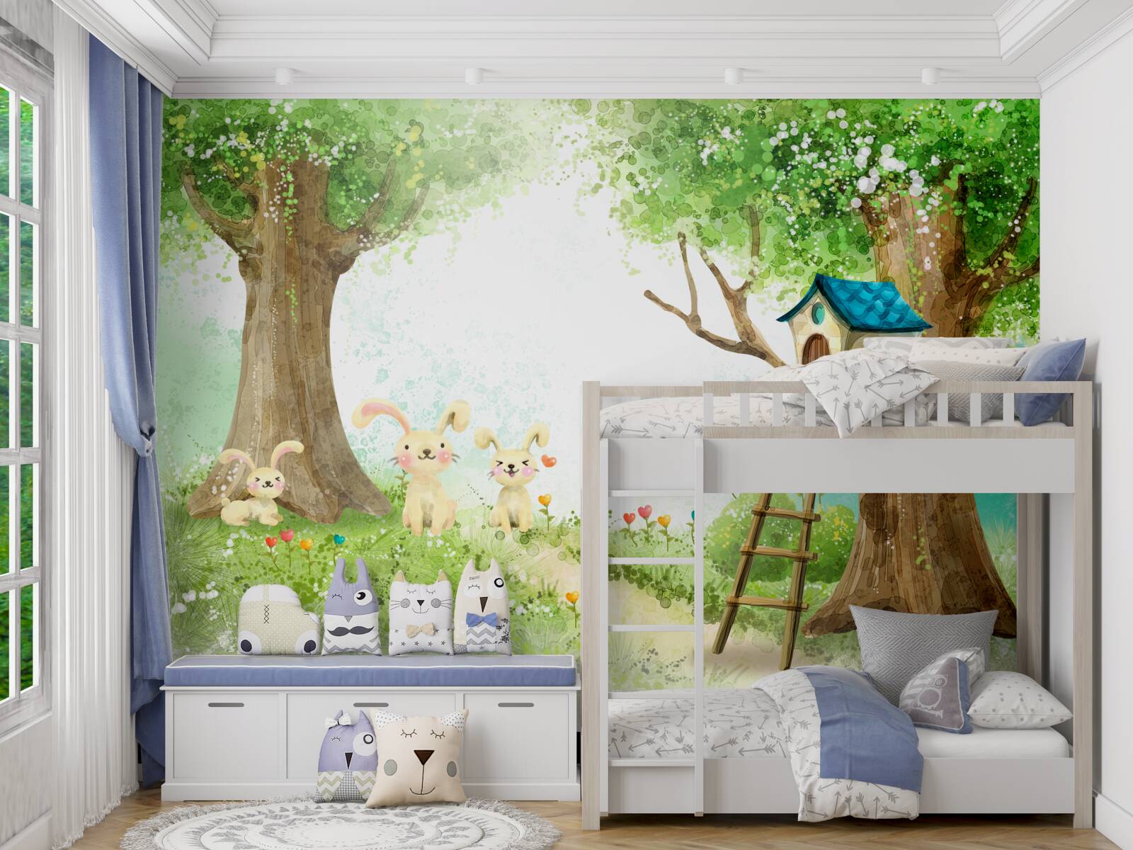 Fotobehang konijnen in hun bos