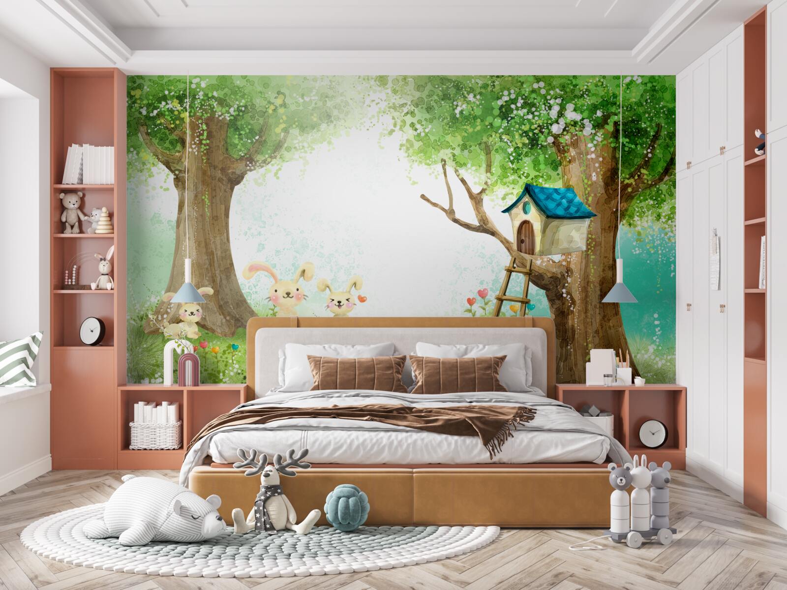 Fotobehang konijnen in hun bos