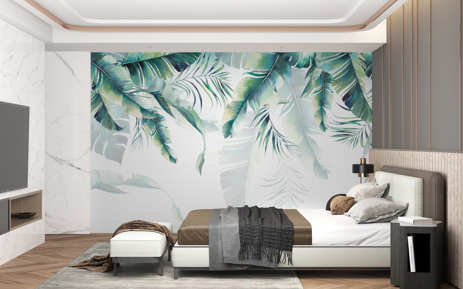 Fotobehang tropische groene bladeren