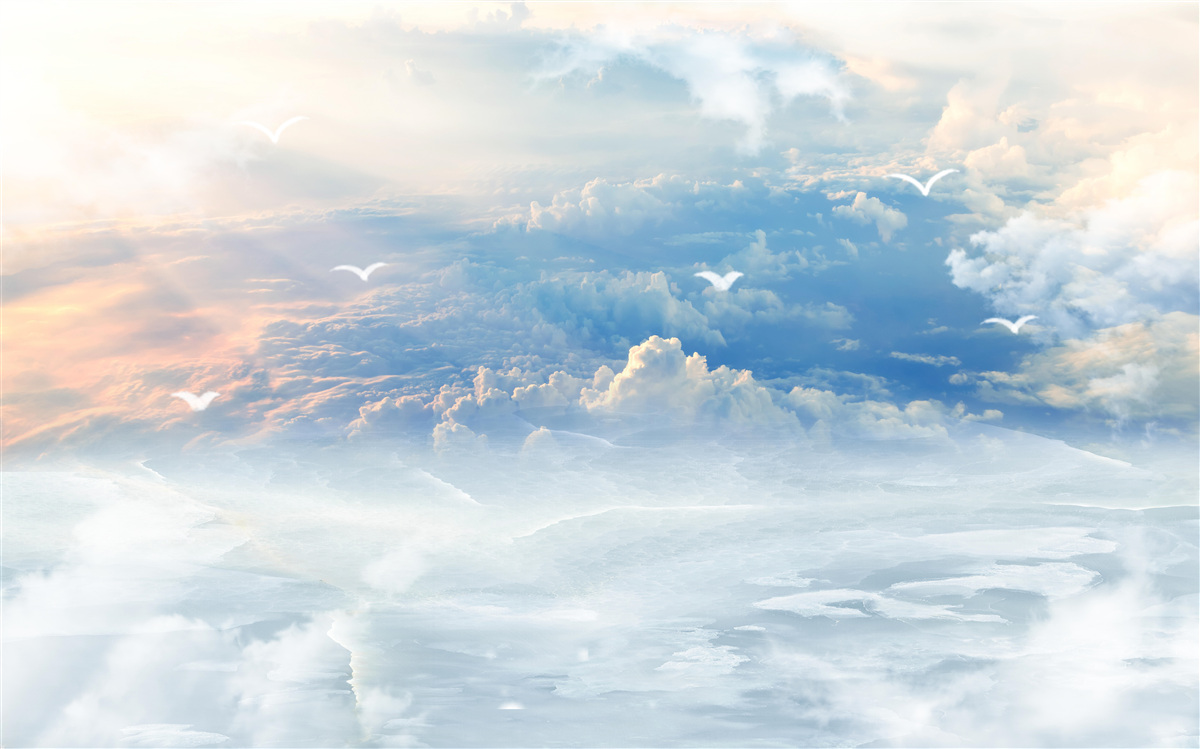 Fotobehang wolken bedekt met zacht dons liggen stil