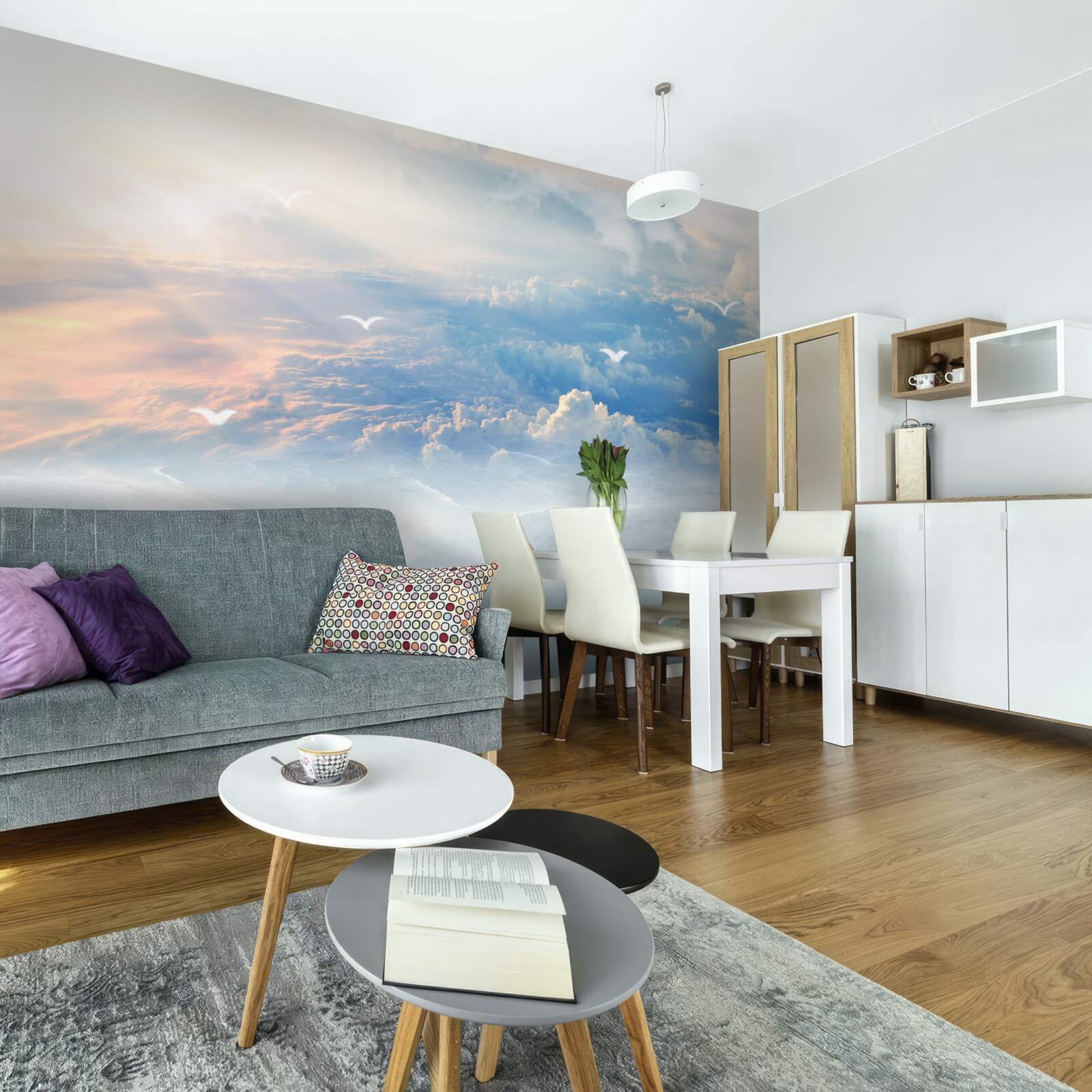 Fotobehang wolken bedekt met zacht dons liggen stil