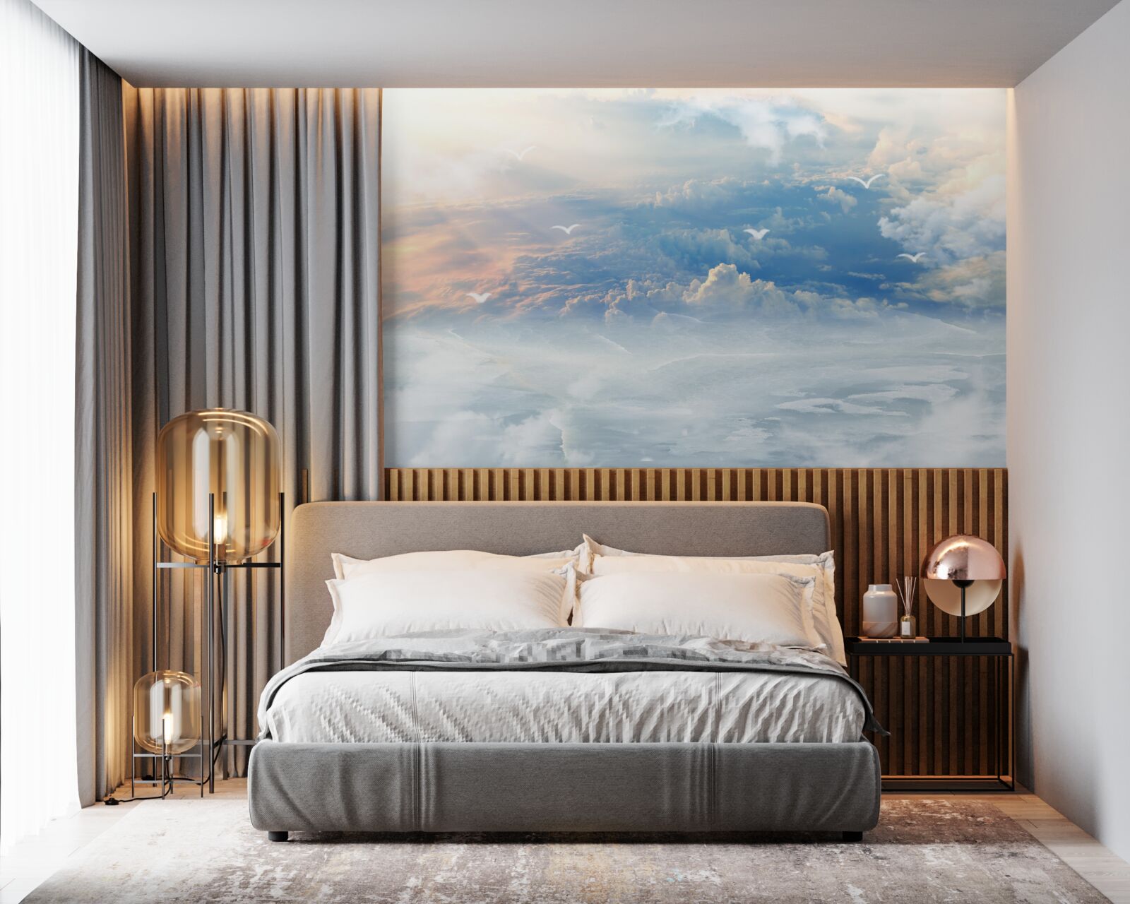 Fotobehang wolken bedekt met zacht dons liggen stil