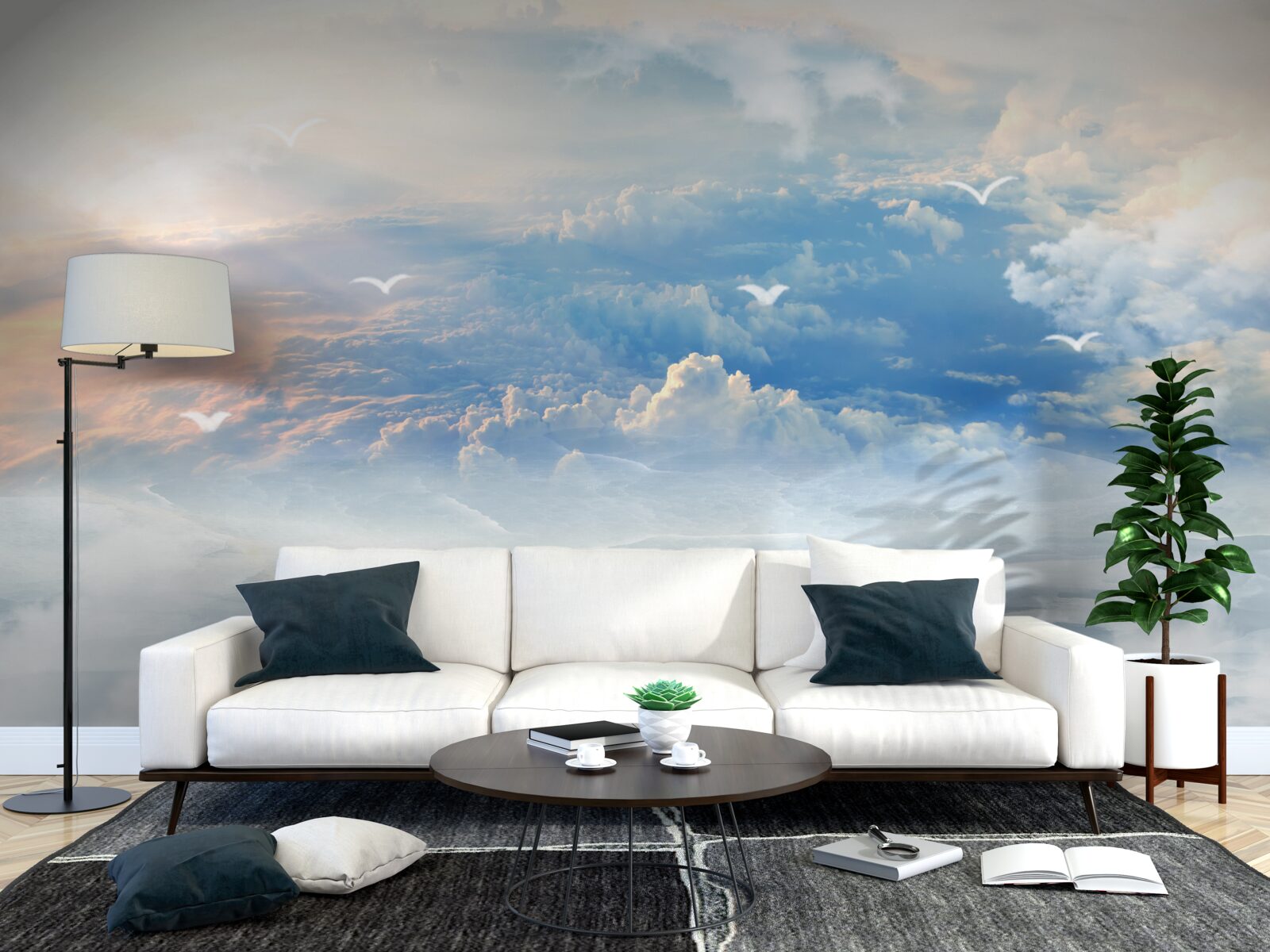 Fotobehang wolken bedekt met zacht dons liggen stil