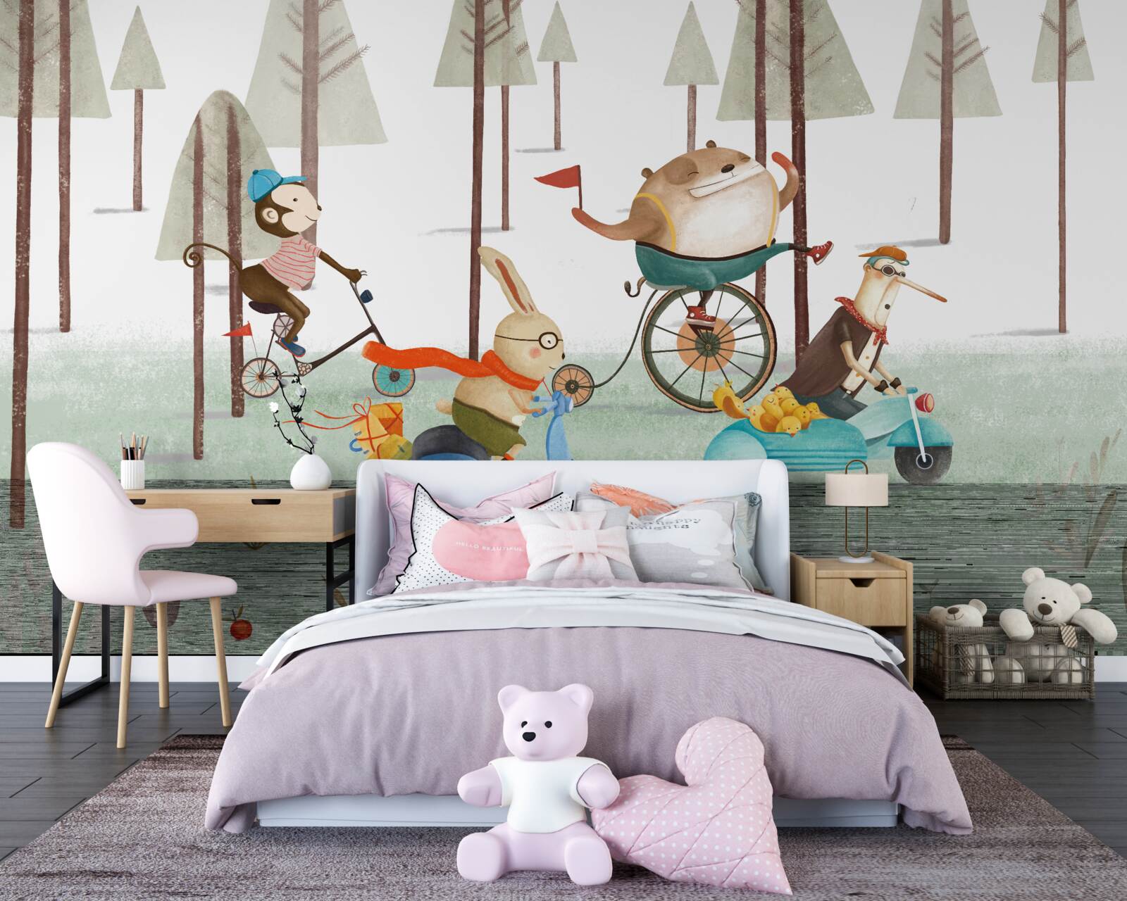 Fotobehang dierenwedstrijden in het dichte bos